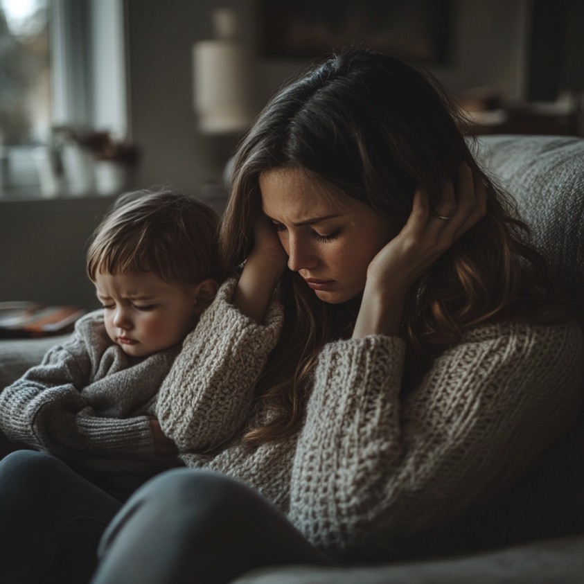 ran55. a natural realistic portrait of a young mother sitting o 9012fff8 ea6e 42ea a818 f842792f4f55