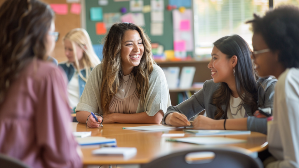 ran55. a realistic candid photo of a group of teachers sitting 1b664e6d d88d 44f9 8d6d 4db158cea0c8
