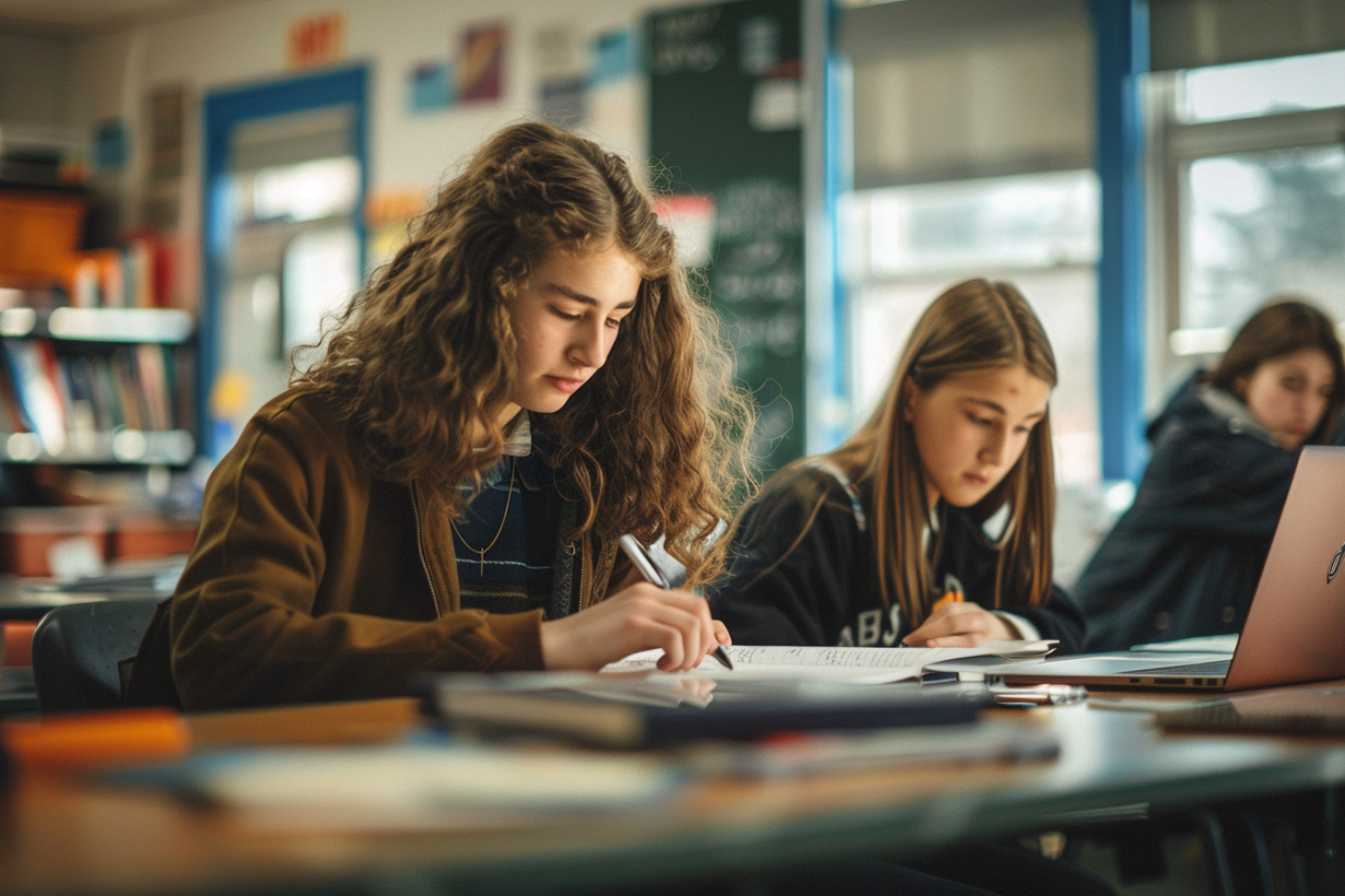 ran55. a warm realistic photo of a high school classroom with s 085e2e86 3c92 4ff5 944f fd5971e42002 ran55. a warm realistic photo of a high school classroom with s 085e2e86 3c92 4ff5 944f fd5971e42002